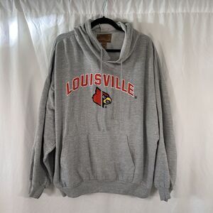 Louiville Hoodie Men's 2XL Grey Drawstring Pockets Pullover Big Ball Sports